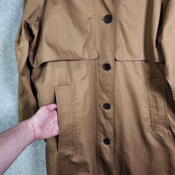 Everlane Long Mac Trench Coat Womens L Cotton Brown Minimalist Capsule Oversized - Picture 10 of 16